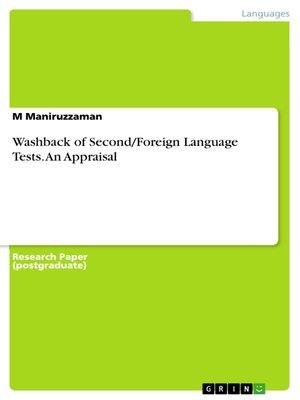 cover image of Washback of Second/Foreign Language Tests. an Appraisal